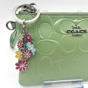 COACH Bag Charm Key Chain, NWOT, Colorful Cascading Daisies, Floral